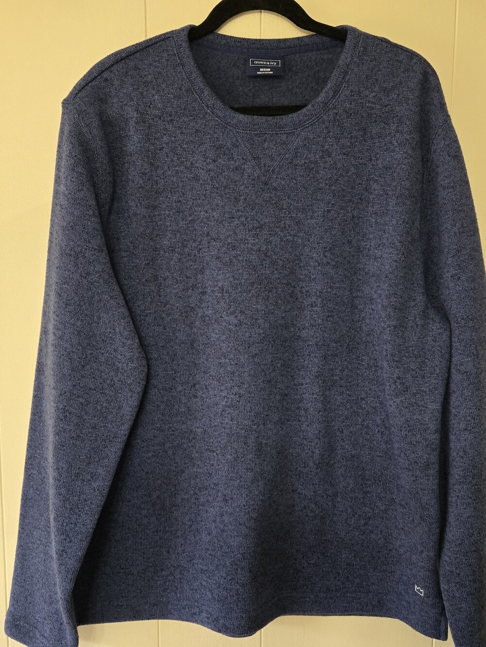 Crown & Ivy Men's Heathered Navy Crewneck Sweater